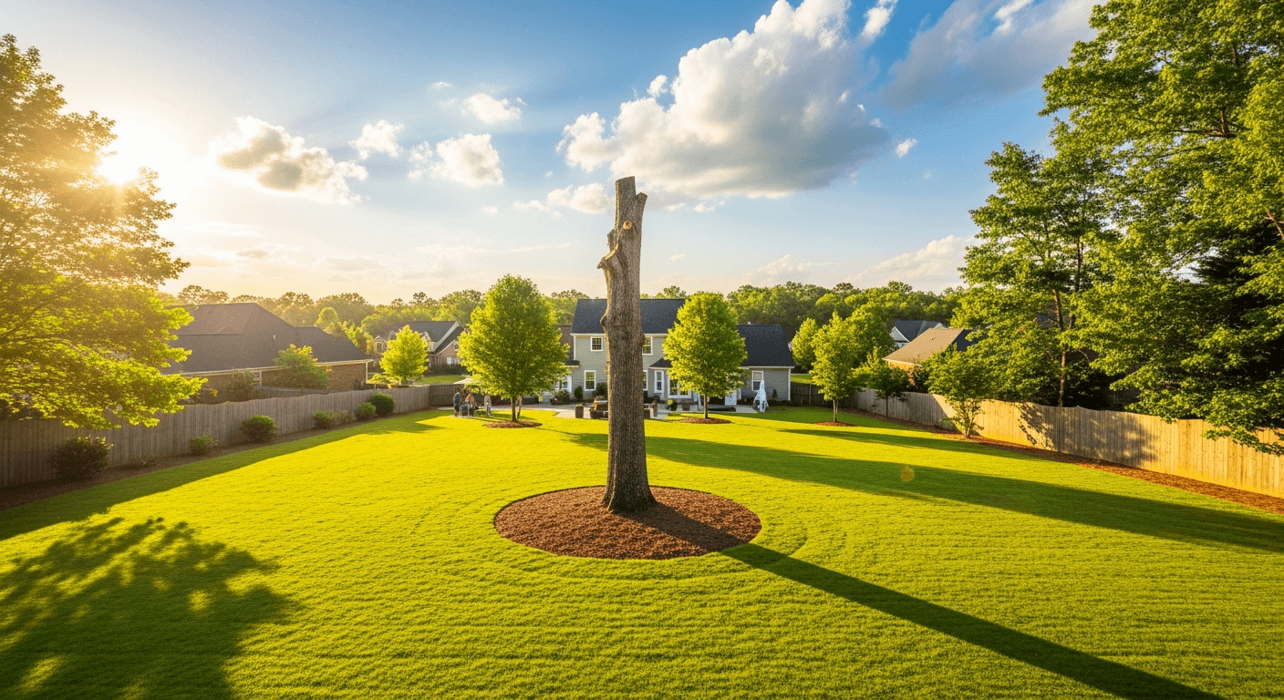 Clean yard after professional tree removal